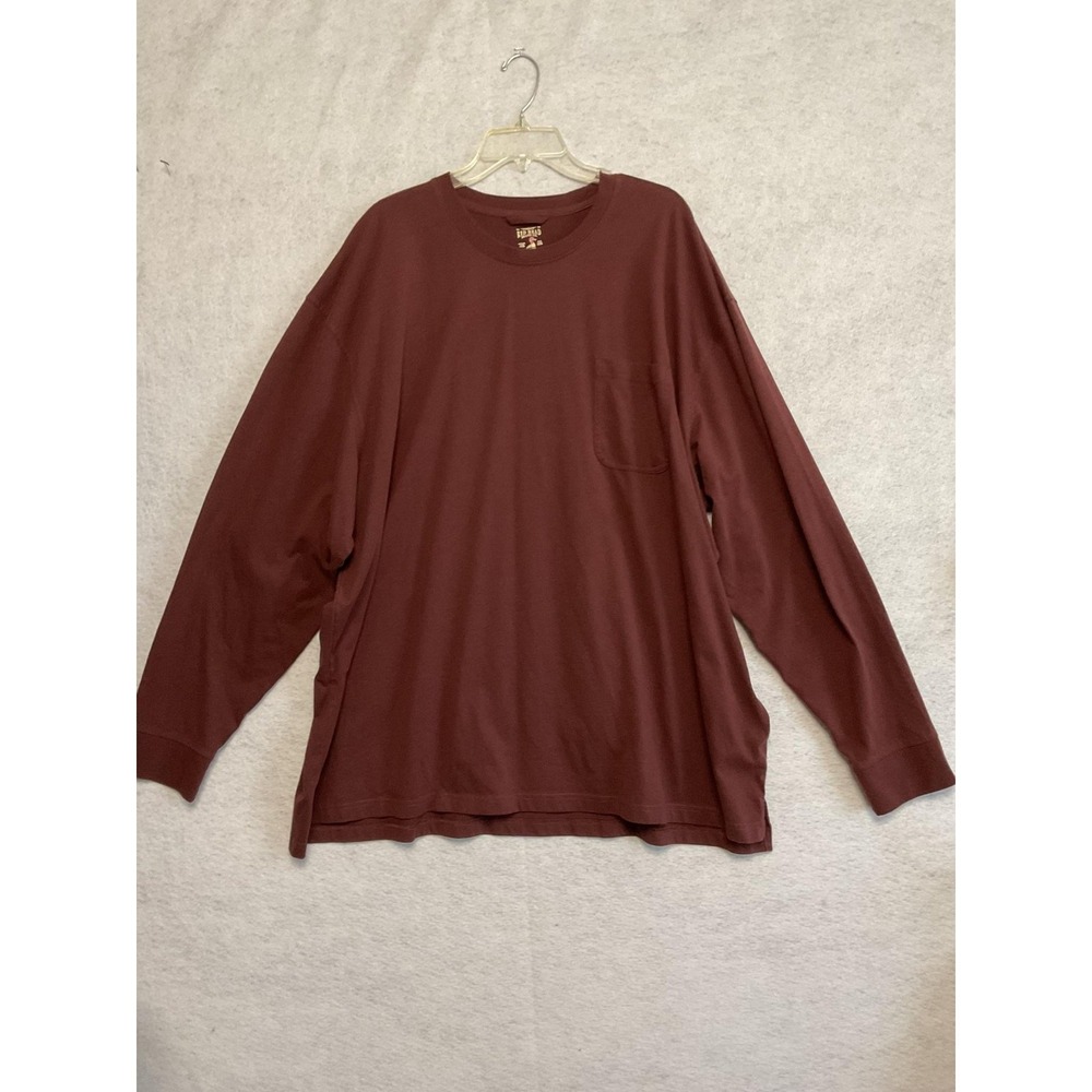 RedHead Shirt Mens 4XL Red Long Sleeve Pocket Crewneck Big &‎ Tall Tagless